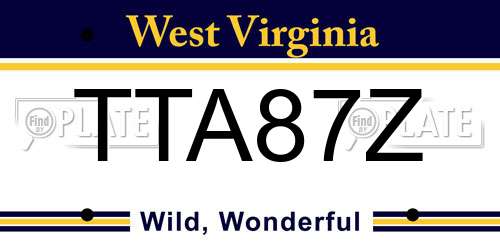 TTA87Z West Virginia License Plate