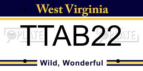TTAB22 West Virginia License Plate