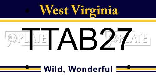 TTAB27 West Virginia License Plate