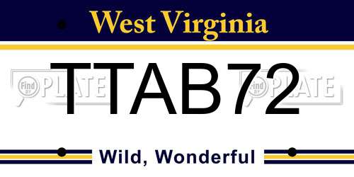 TTAB72 West Virginia License Plate