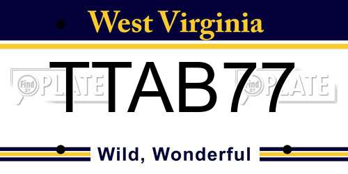 TTAB77 West Virginia License Plate