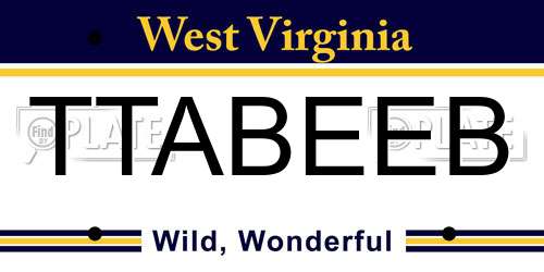 TTABEEB West Virginia License Plate