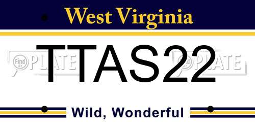 TTAS22 West Virginia License Plate