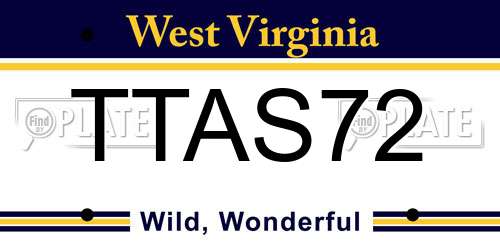 TTAS72 West Virginia License Plate