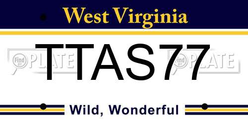 TTAS77 West Virginia License Plate
