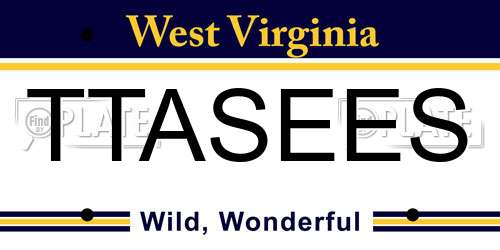 TTASEES West Virginia License Plate