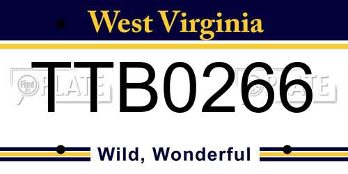 TTB0266 West Virginia License Plate