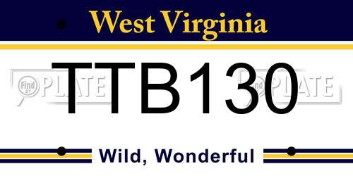 TTB130 West Virginia License Plate