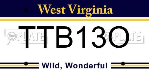 TTB13O West Virginia License Plate