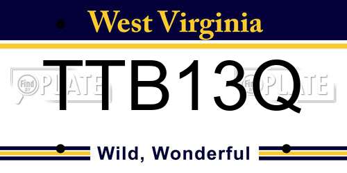 TTB13Q West Virginia License Plate