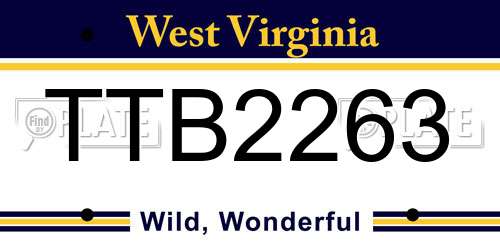 TTB2263 West Virginia License Plate