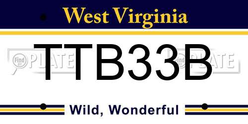 TTB33B West Virginia License Plate