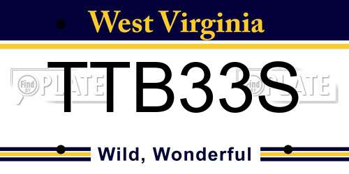 TTB33S West Virginia License Plate