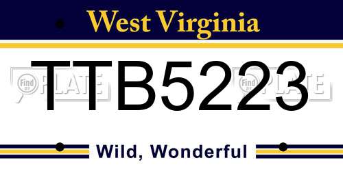 TTB5223 West Virginia License Plate