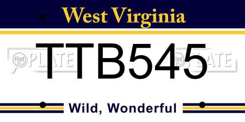 TTB545 West Virginia License Plate