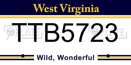 TTB5723 West Virginia License Plate