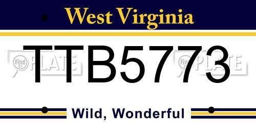 TTB5773 West Virginia License Plate