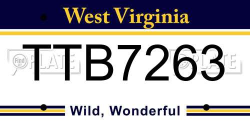 TTB7263 West Virginia License Plate