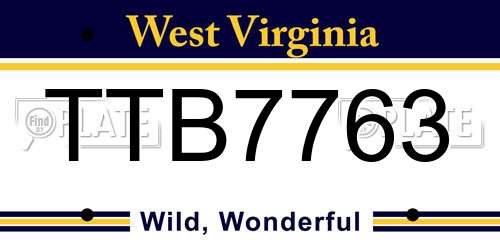 TTB7763 West Virginia License Plate