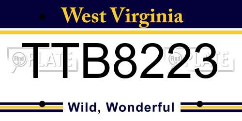 TTB8223 West Virginia License Plate
