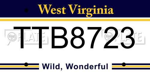 TTB8723 West Virginia License Plate