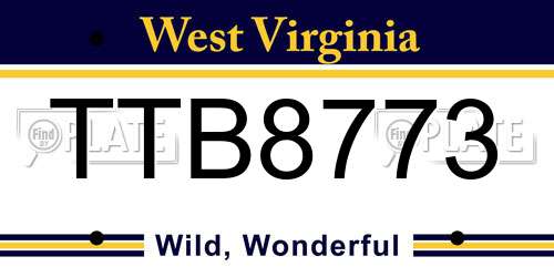 TTB8773 West Virginia License Plate