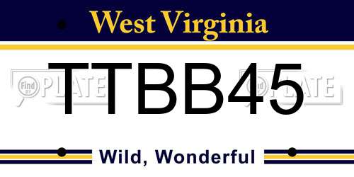 TTBB45 West Virginia License Plate