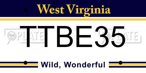 TTBE35 West Virginia License Plate