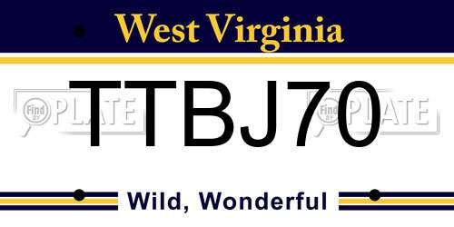 TTBJ70 West Virginia License Plate