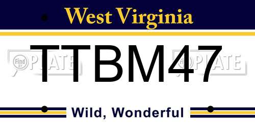 TTBM47 West Virginia License Plate
