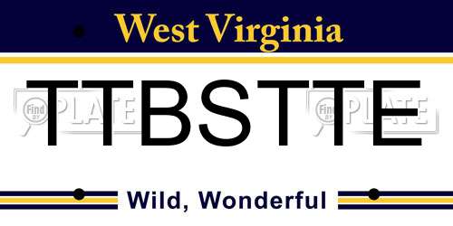 TTBSTTE West Virginia License Plate