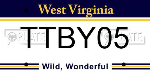TTBY05 West Virginia License Plate