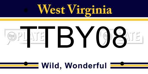 TTBY08 West Virginia License Plate