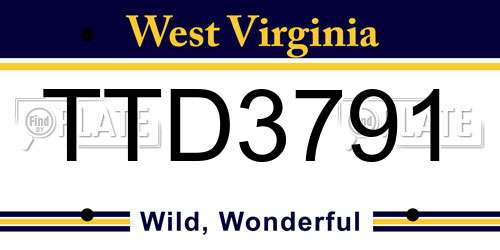 TTD3791 West Virginia License Plate