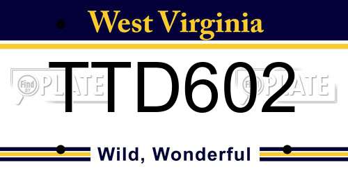 TTD602 West Virginia License Plate