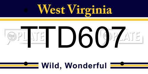 TTD607 West Virginia License Plate