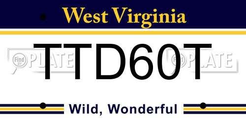 TTD60T West Virginia License Plate