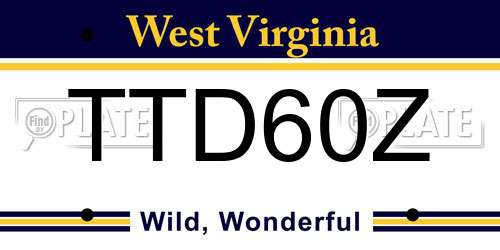 TTD60Z West Virginia License Plate