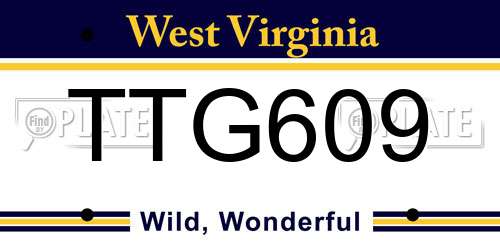 TTG609 West Virginia License Plate