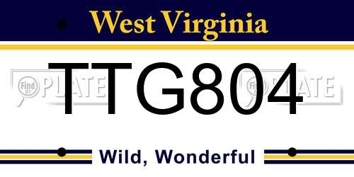 TTG804 West Virginia License Plate