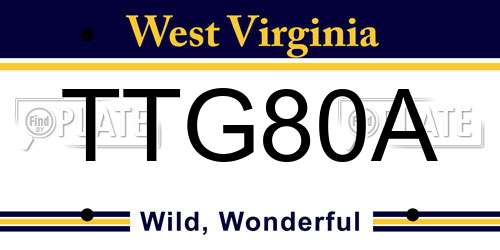 TTG80A West Virginia License Plate