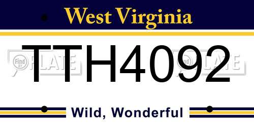 TTH4092 West Virginia License Plate