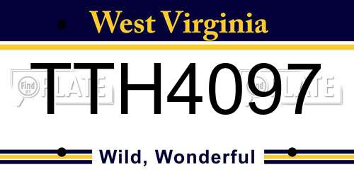 TTH4097 West Virginia License Plate