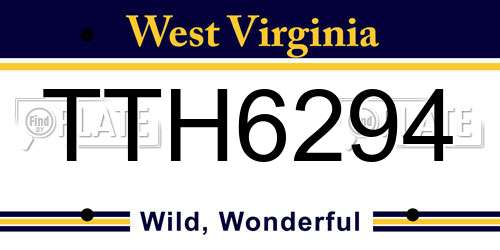 TTH6294 West Virginia License Plate