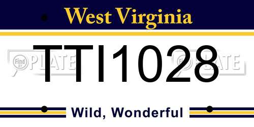 TTI1028 West Virginia License Plate