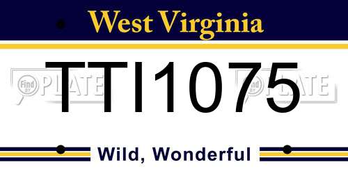 TTI1075 West Virginia License Plate