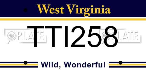 TTI258 West Virginia License Plate