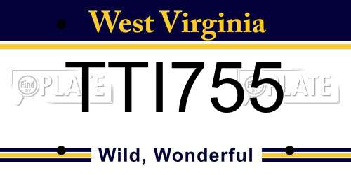 TTI755 West Virginia License Plate