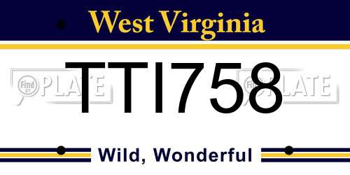 TTI758 West Virginia License Plate