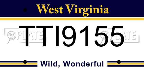 TTI9155 West Virginia License Plate